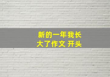 新的一年我长大了作文 开头